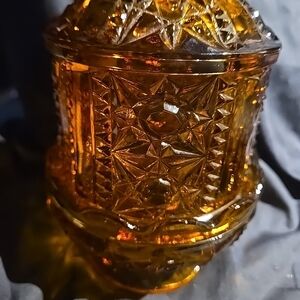 Amber Cut-Glass Stars & Bars  - Fairy Lamp